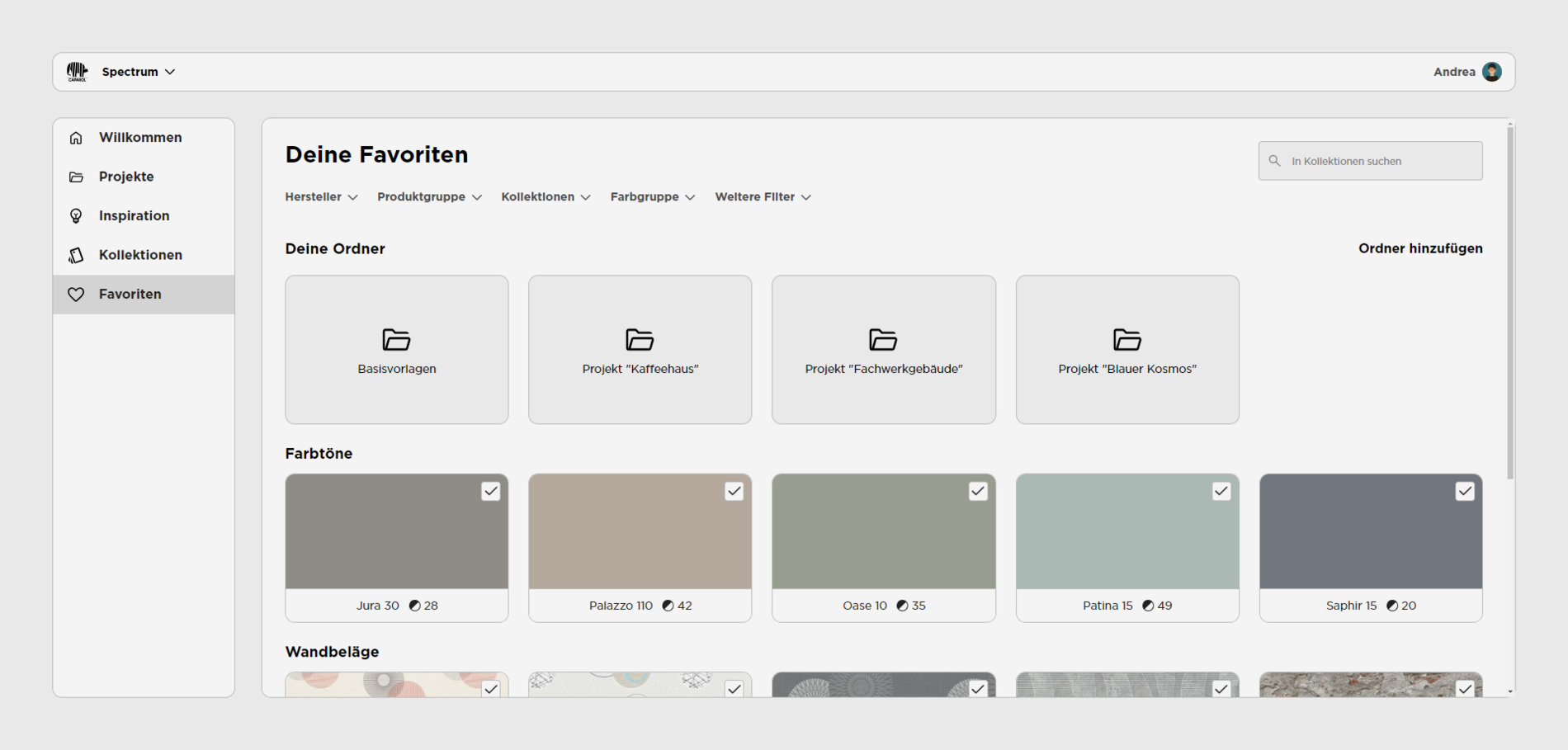 Screen Beispiel der Spectrum App: Komfortable Nutzung