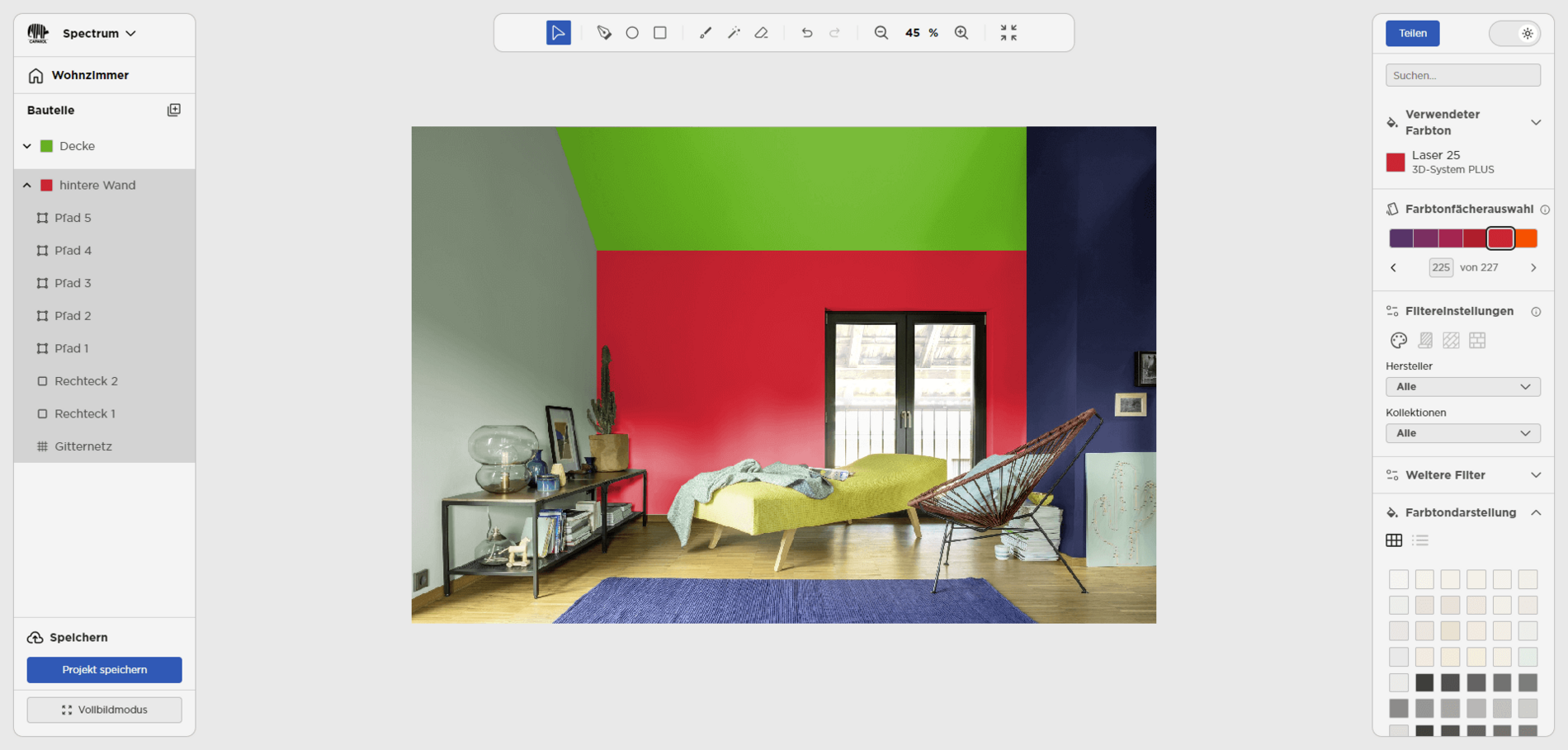 Screen Beispiel der Spectrum App: Professionelle Bildbearbeitung